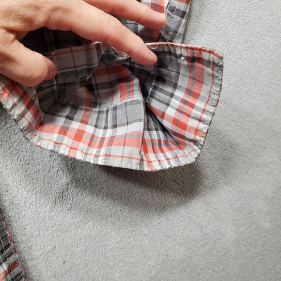 Hurley Long Sleeve Button Up Plaid Shirt 1 Pocket Gray Red Blue Men Sz L - Picture 7 of 12